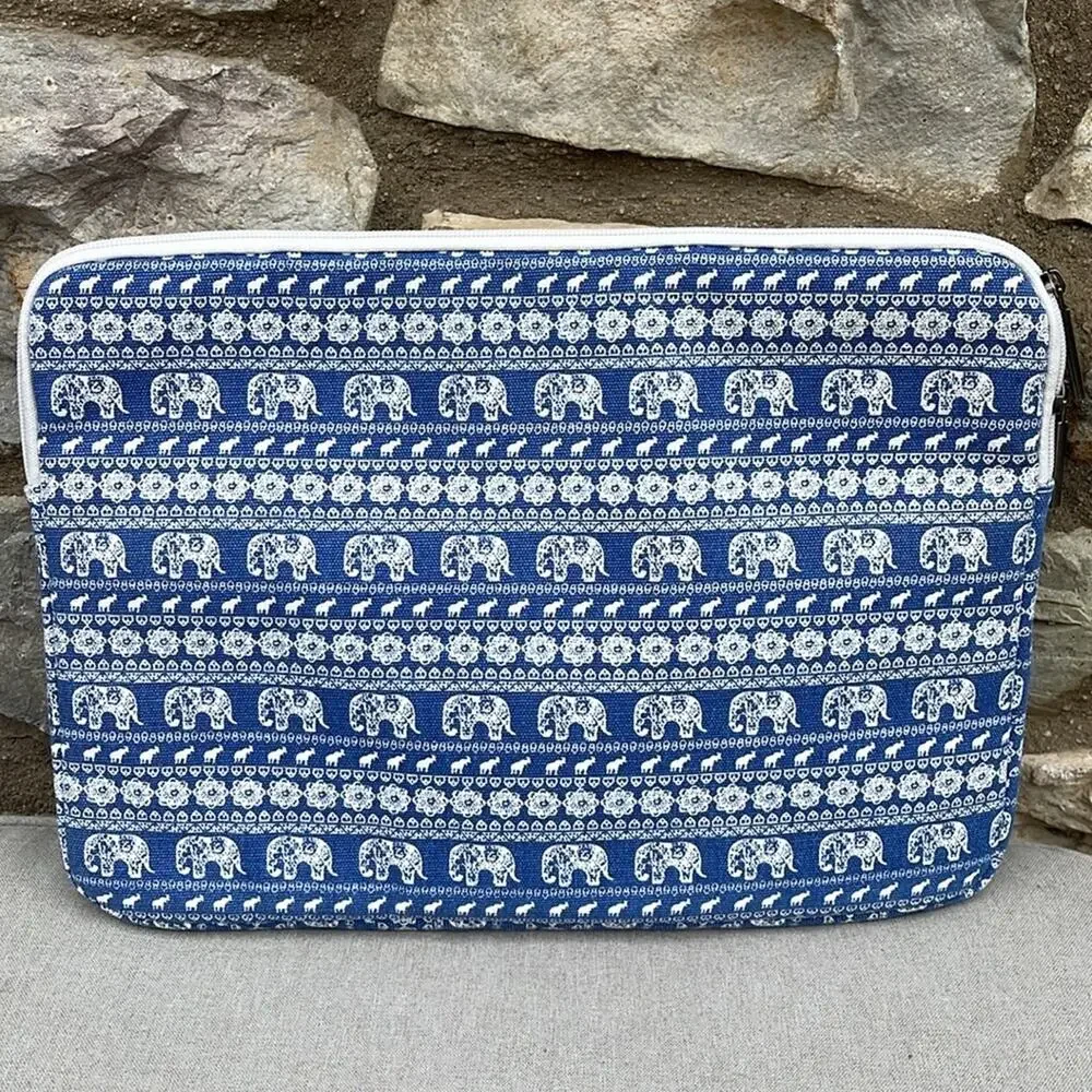 Canvas life Blue Elephant Print Laptop Sleeve 14